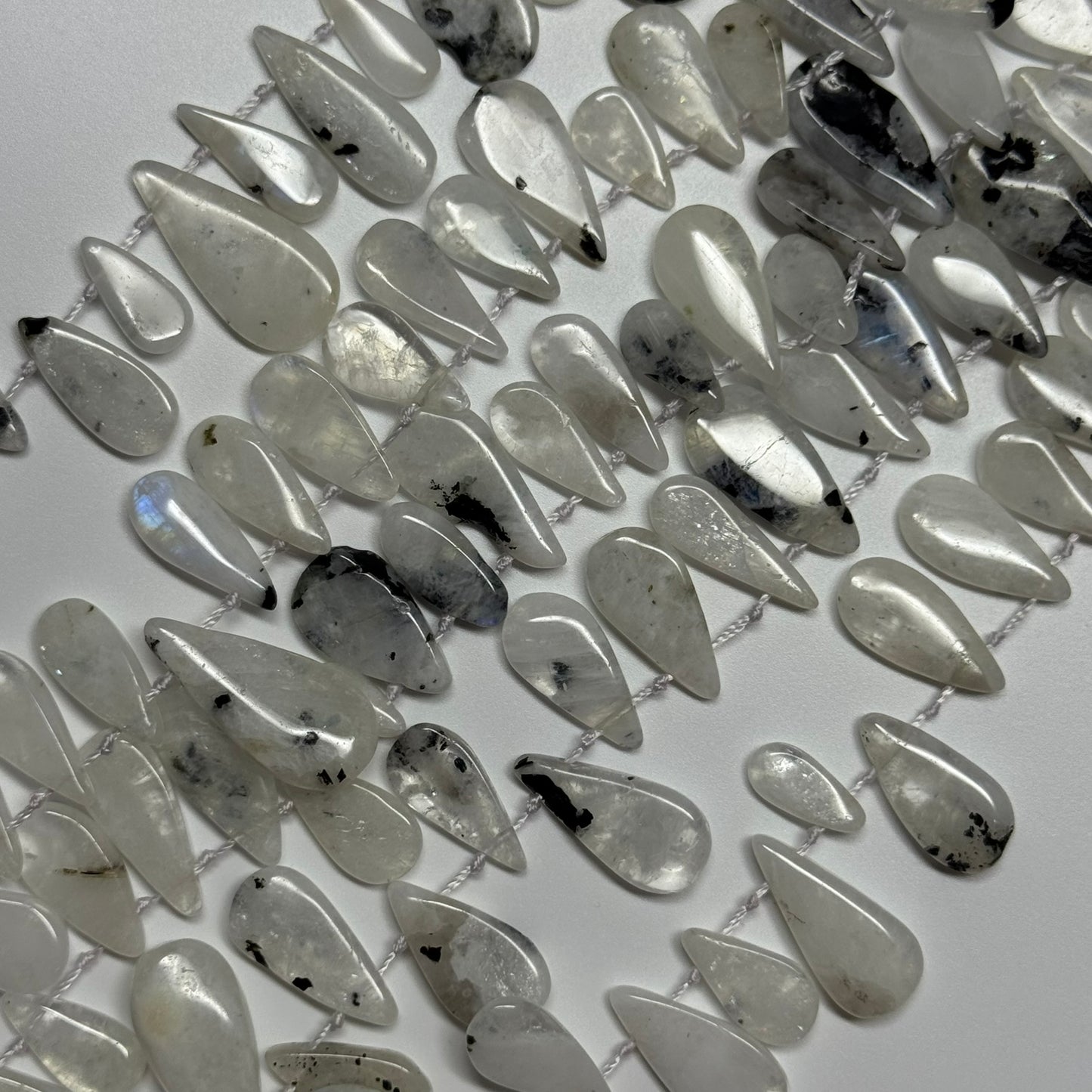 Rainbow Moonstone Side Drill Pear Beads - (AB Quality)