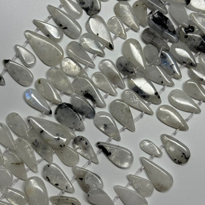 Rainbow Moonstone Side Drill Pear Shaped Gemstone Beads - (AB Quality)