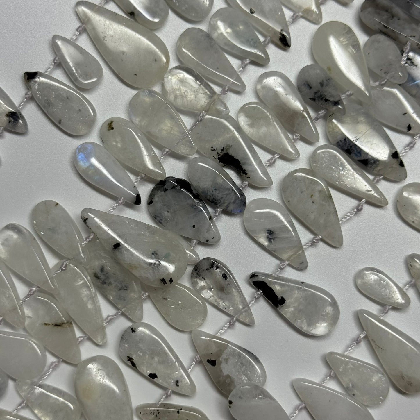 Rainbow Moonstone Side Drill Pear Beads - (AB Quality)