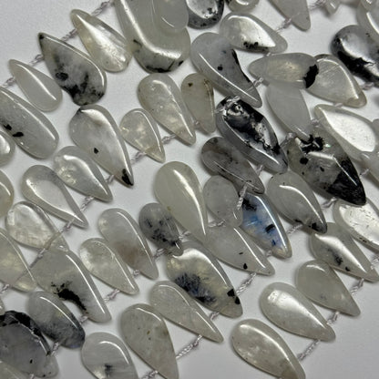 Rainbow Moonstone Side Drill Pear Shaped Gemstone Beads - (AB Quality)