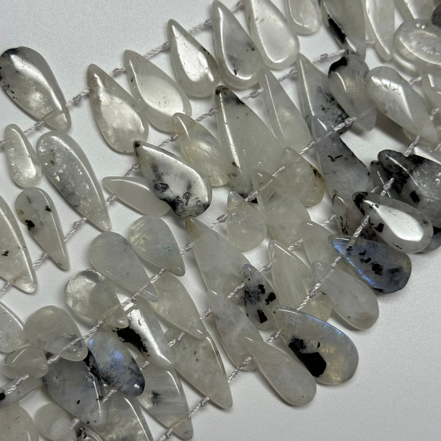 Rainbow Moonstone Side Drill Pear Beads - (AB Quality)