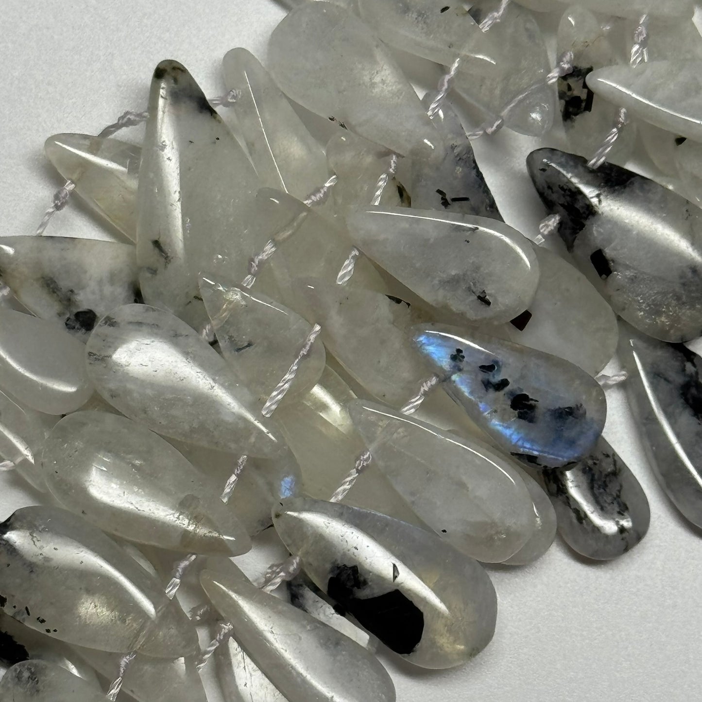 Rainbow Moonstone Side Drill Pear Beads - (AB Quality)