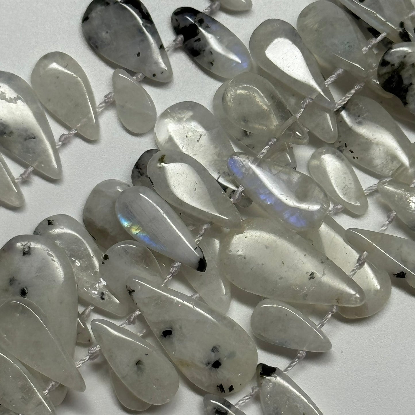 Rainbow Moonstone Side Drill Pear Beads - (AB Quality)