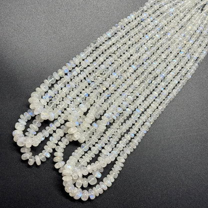 Rainbow Moonstone Rondelle Polished Gemstone Beads - (AAA Quality)