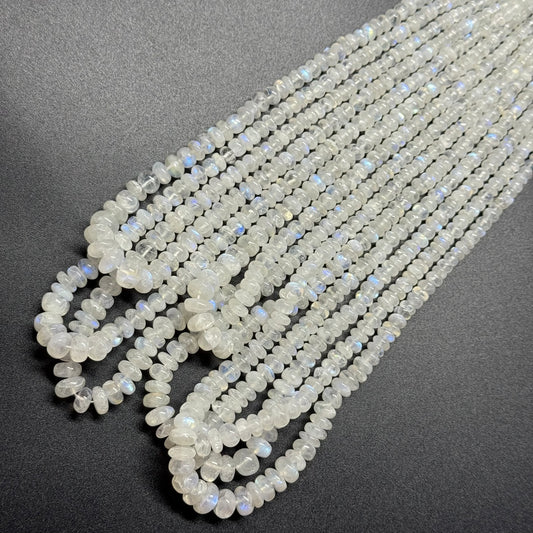 Rainbow Moonstone Rondelle Polished Beads - (AAA Quality)