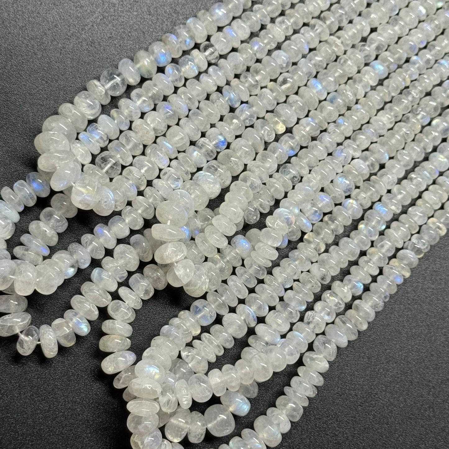 Rainbow Moonstone Rondelle Polished Beads - (AAA Quality)