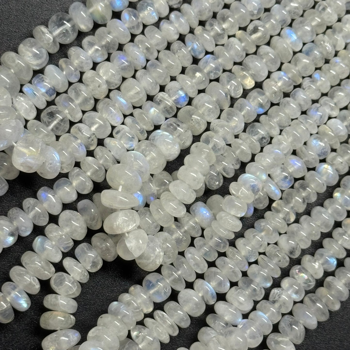 Rainbow Moonstone Rondelle Polished Beads - (AAA Quality)