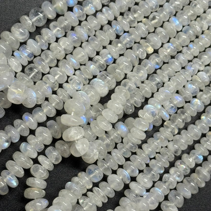 Rainbow Moonstone Rondelle Polished Gemstone Beads - (AAA Quality)