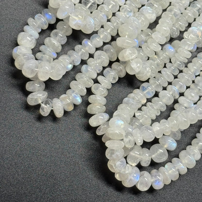 Rainbow Moonstone Rondelle Polished Gemstone Beads - (AAA Quality)
