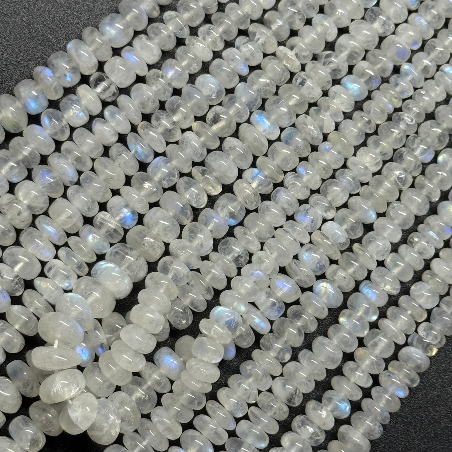 Rainbow Moonstone Rondelle Polished Beads - (AAA Quality)