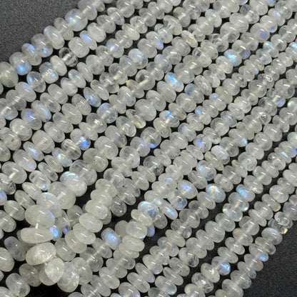 Rainbow Moonstone Rondelle Polished Gemstone Beads - (AAA Quality)