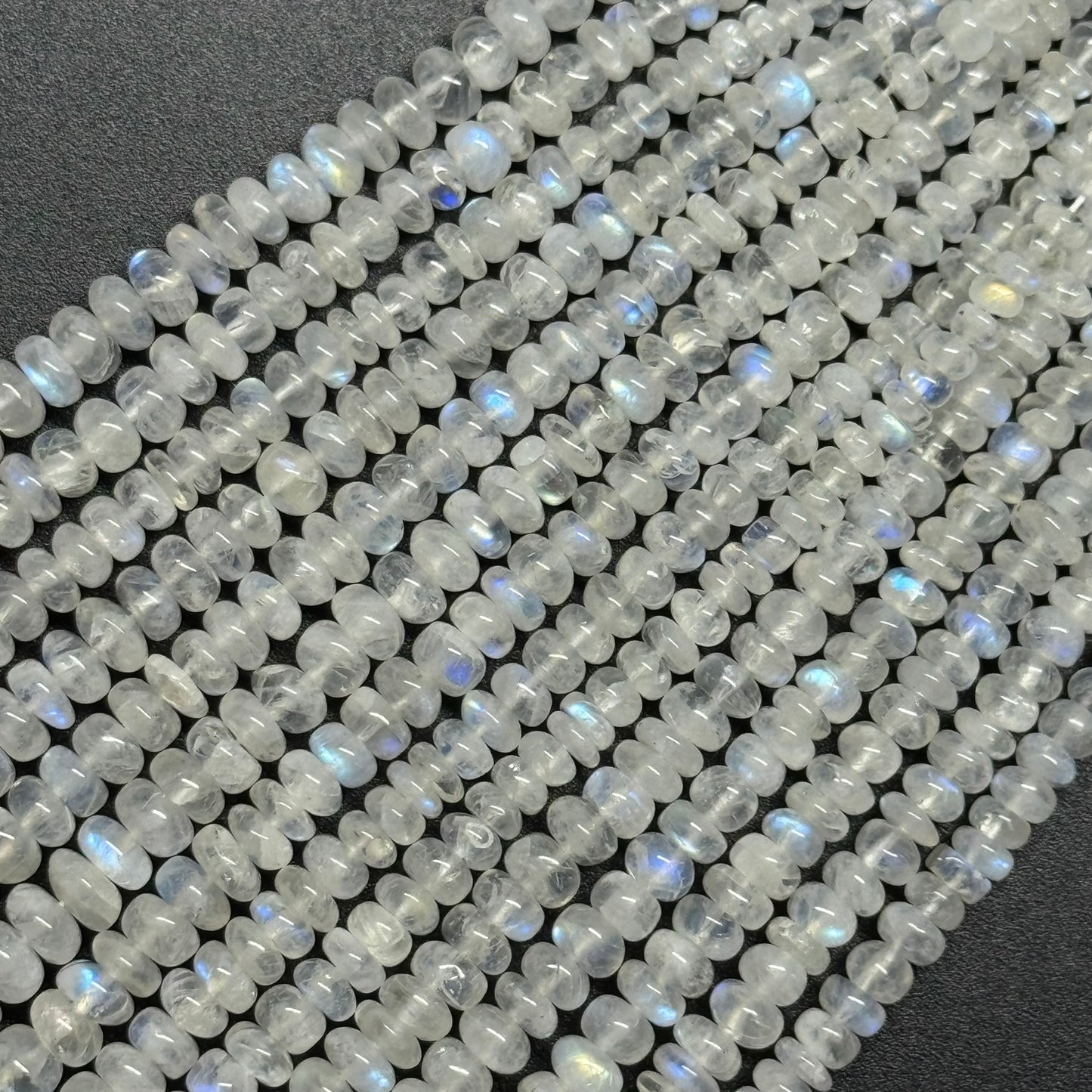 Rainbow Moonstone Rondelle Polished Beads - (AAA Quality)