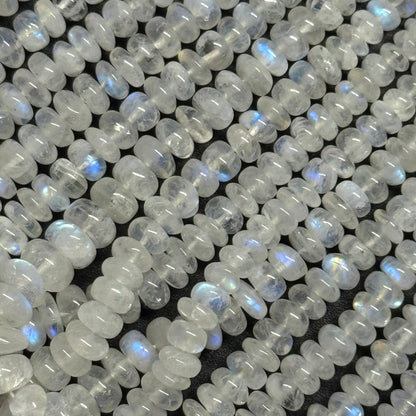 Rainbow Moonstone Rondelle Polished Gemstone Beads - (AAA Quality)