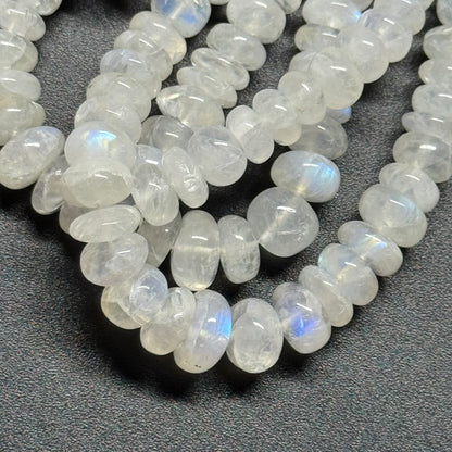 Rainbow Moonstone Rondelle Polished Gemstone Beads - (AAA Quality)