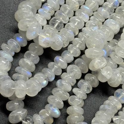 Rainbow Moonstone Rondelle Polished Gemstone Beads - (AAA Quality)
