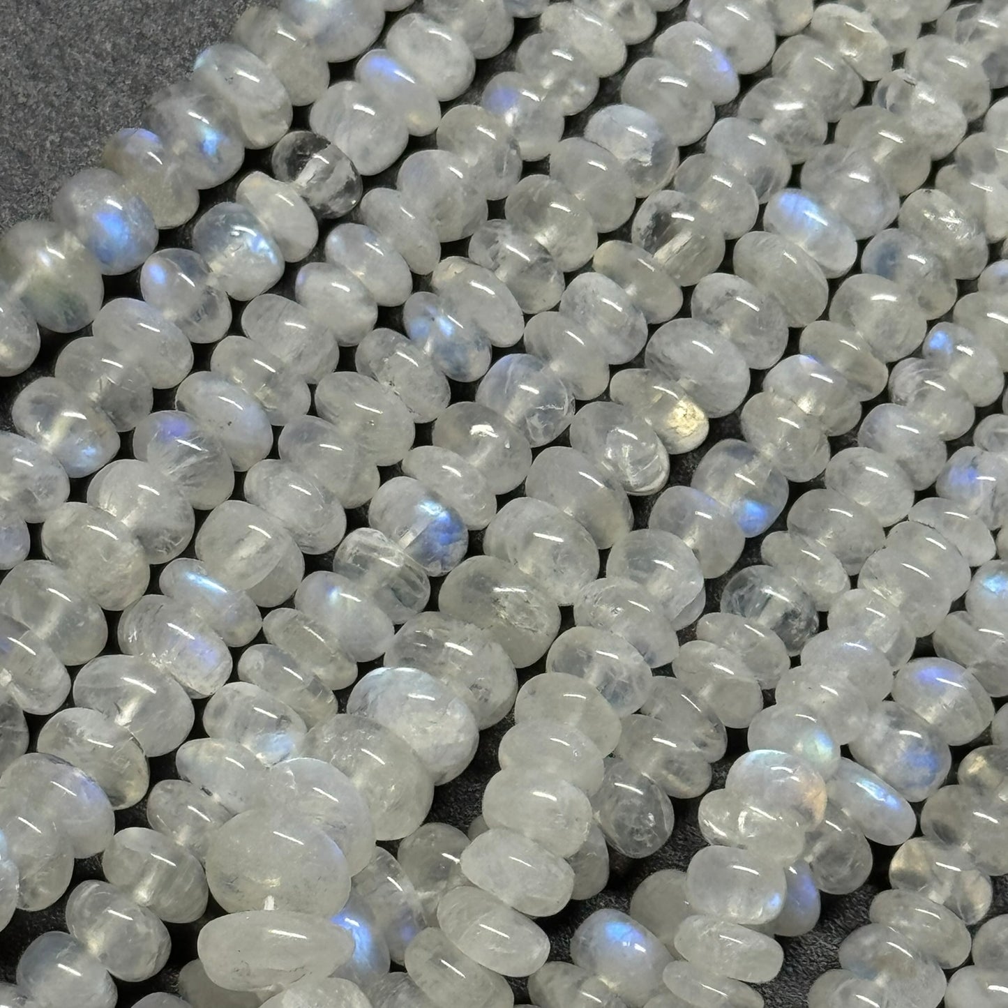 Rainbow Moonstone Rondelle Polished Beads - (AAA Quality)