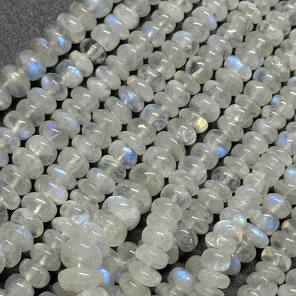 Rainbow Moonstone Rondelle Polished Gemstone Beads - (AAA Quality)