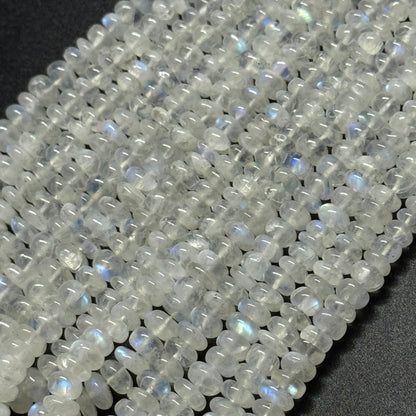 Rainbow Moonstone Rondelle Polished Gemstone Beads - (AAA Quality)