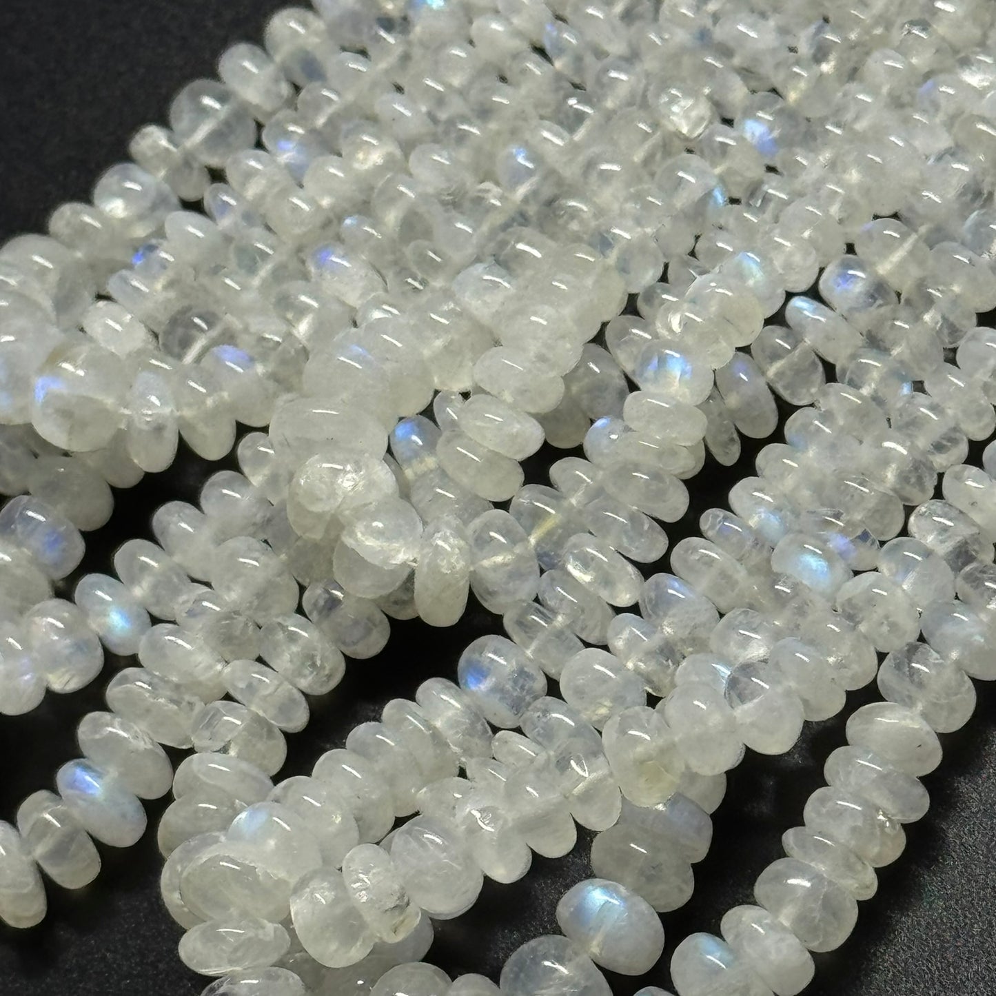Rainbow Moonstone Rondelle Polished Beads - (AAA Quality)