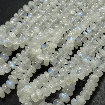 Rainbow Moonstone Rondelle Polished Gemstone Beads - (AAA Quality)
