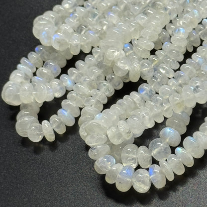 Rainbow Moonstone Rondelle Polished Gemstone Beads - (AAA Quality)
