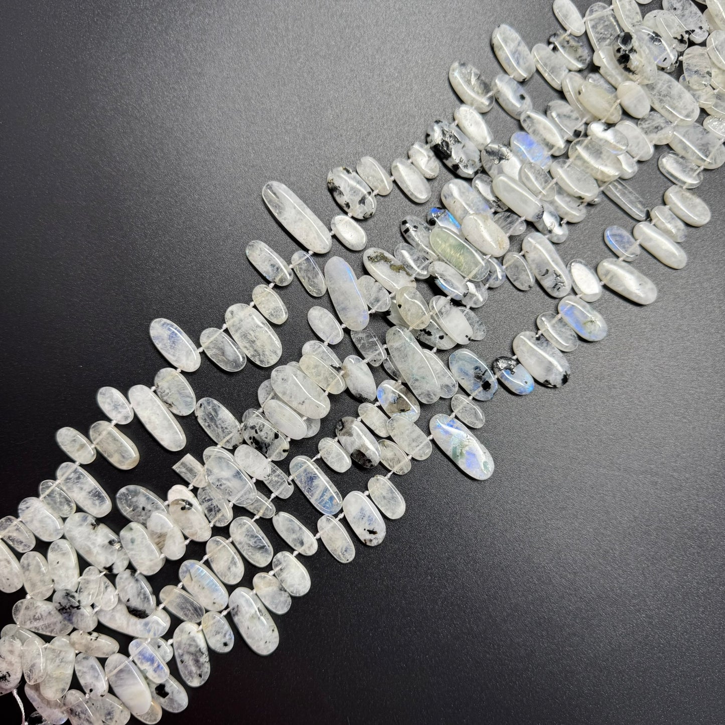 Rainbow Moonstone Oval Side Drilled Beads - (AB Quality)