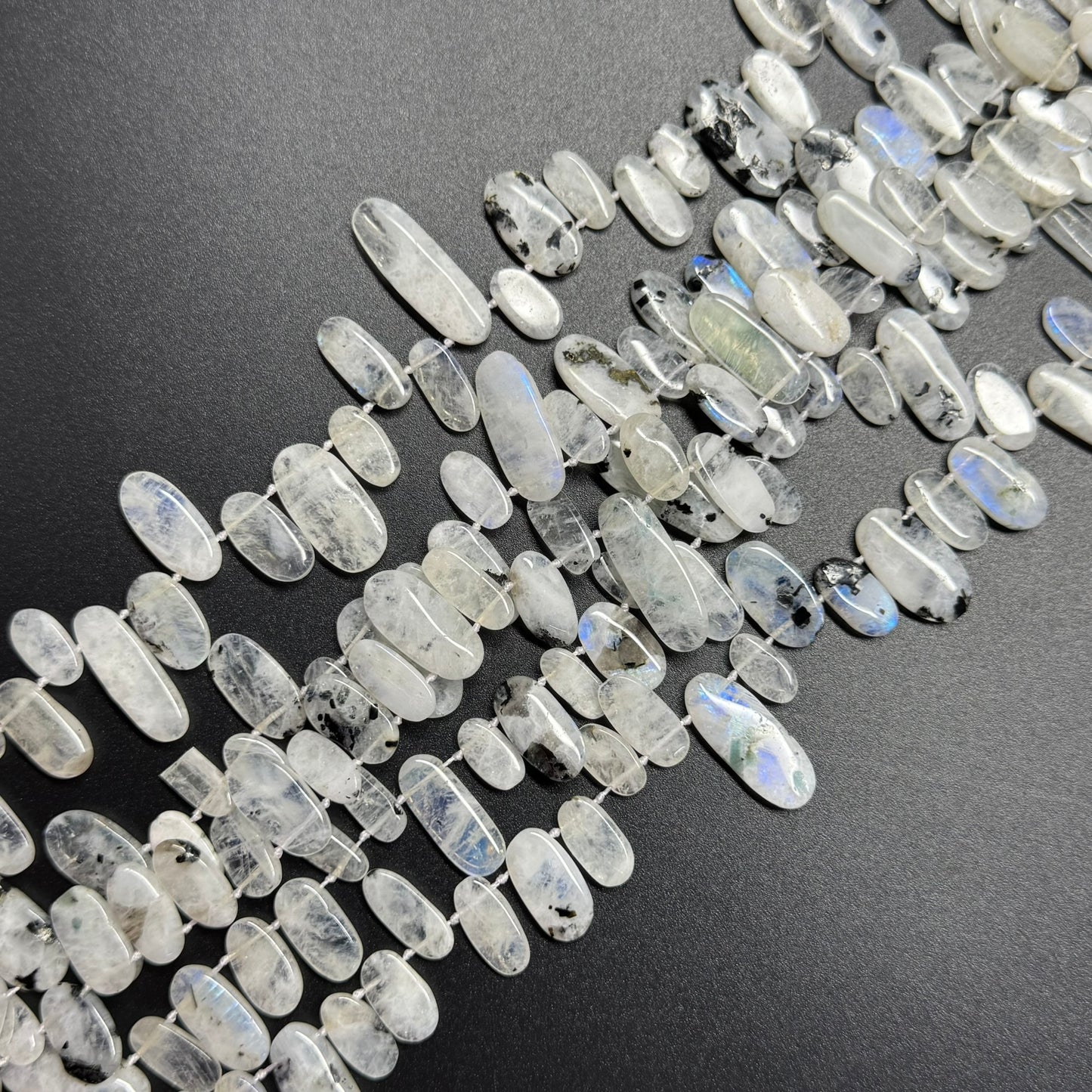 Rainbow Moonstone Oval Side Drilled Beads - (AB Quality)