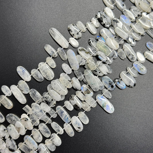 Rainbow Moonstone Oval Side Drilled Beads - (AB Quality)