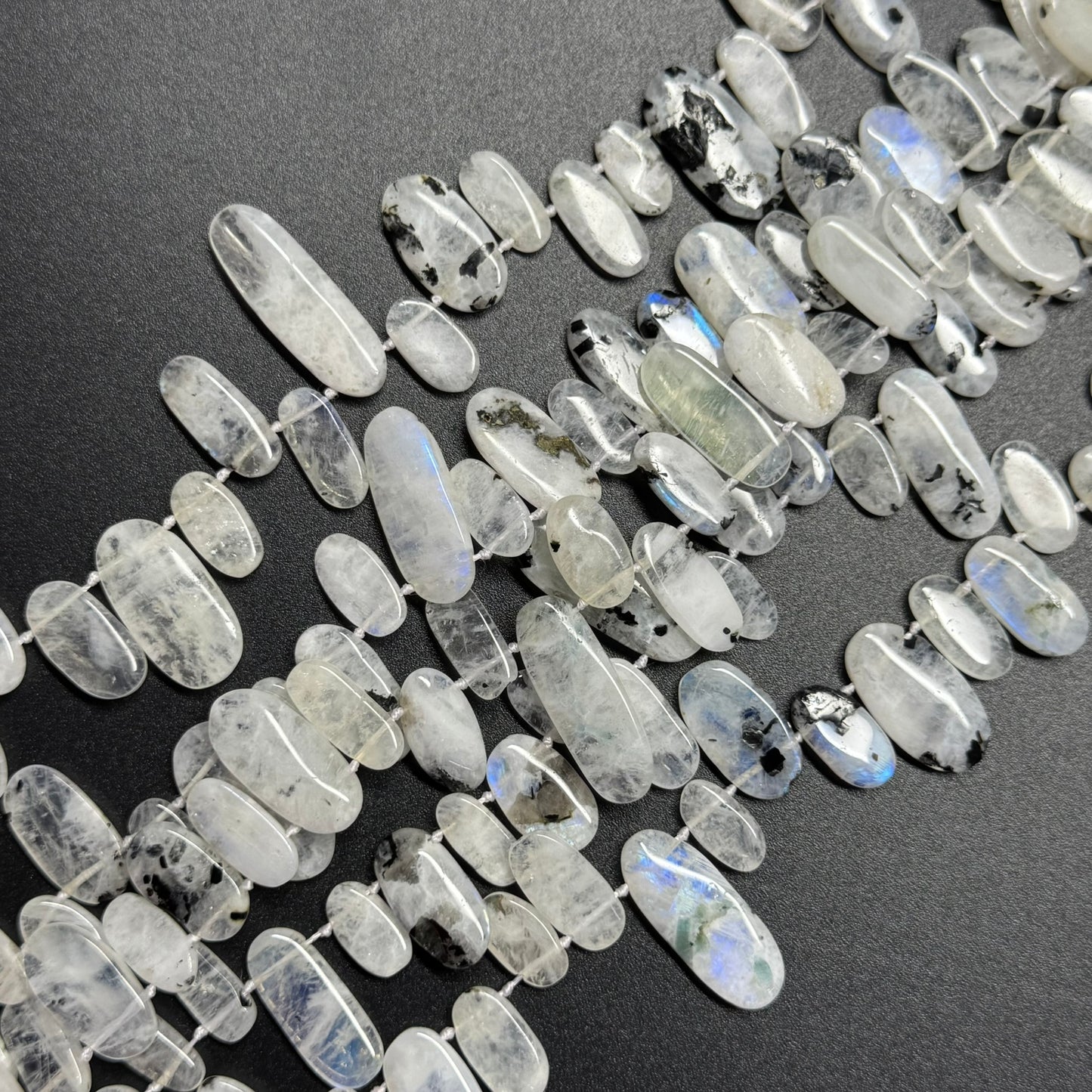 Rainbow Moonstone Oval Side Drilled Beads - (AB Quality)