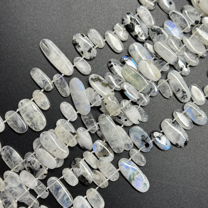 Rainbow Moonstone Oval Shaped Side Drilled Gemstone Beads - (AB Quality)