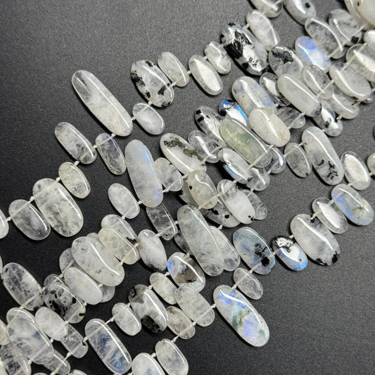 Rainbow Moonstone Oval Side Drilled Beads - (AB Quality)