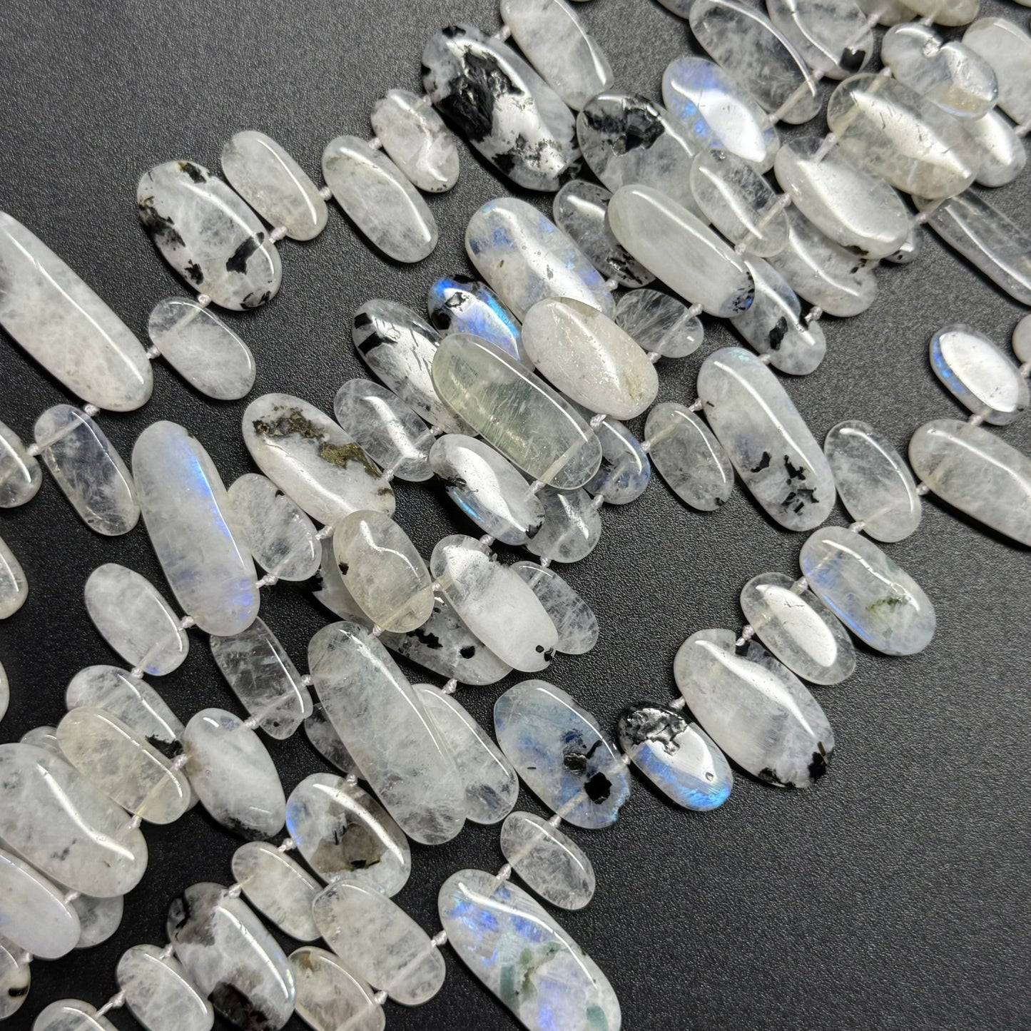 Rainbow Moonstone Oval Side Drilled Beads - (AB Quality)