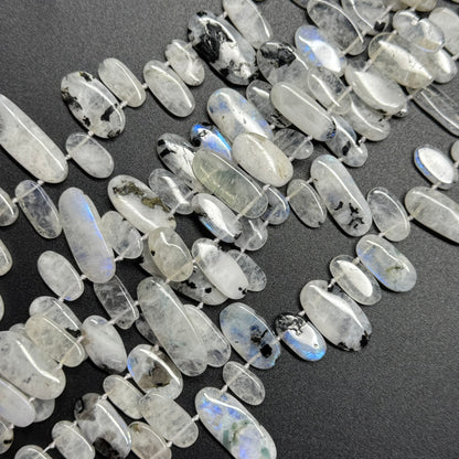 Rainbow Moonstone Oval Shaped Side Drilled Gemstone Beads - (AB Quality)