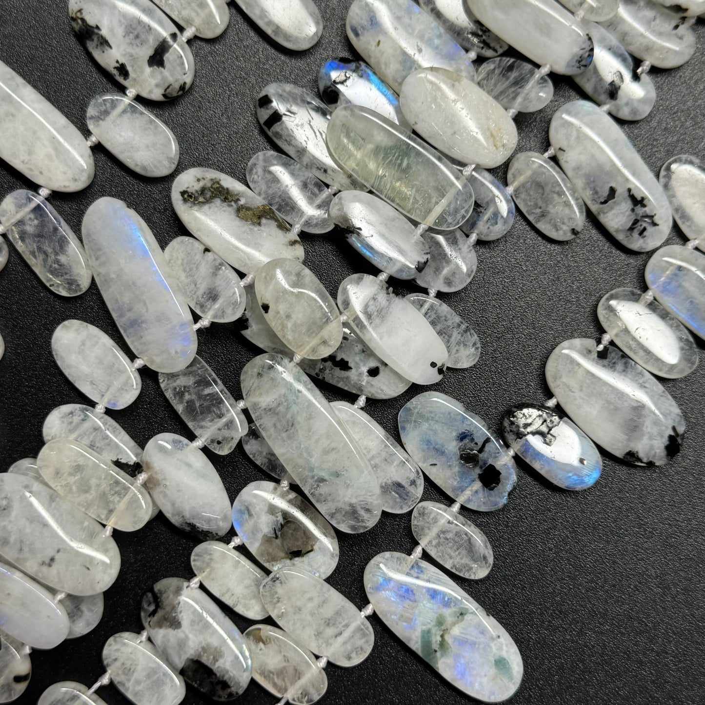 Rainbow Moonstone Oval Side Drilled Beads - (AB Quality)