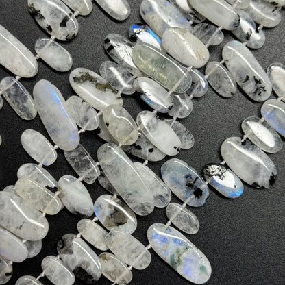 Rainbow Moonstone Oval Shaped Side Drilled Gemstone Beads - (AB Quality)