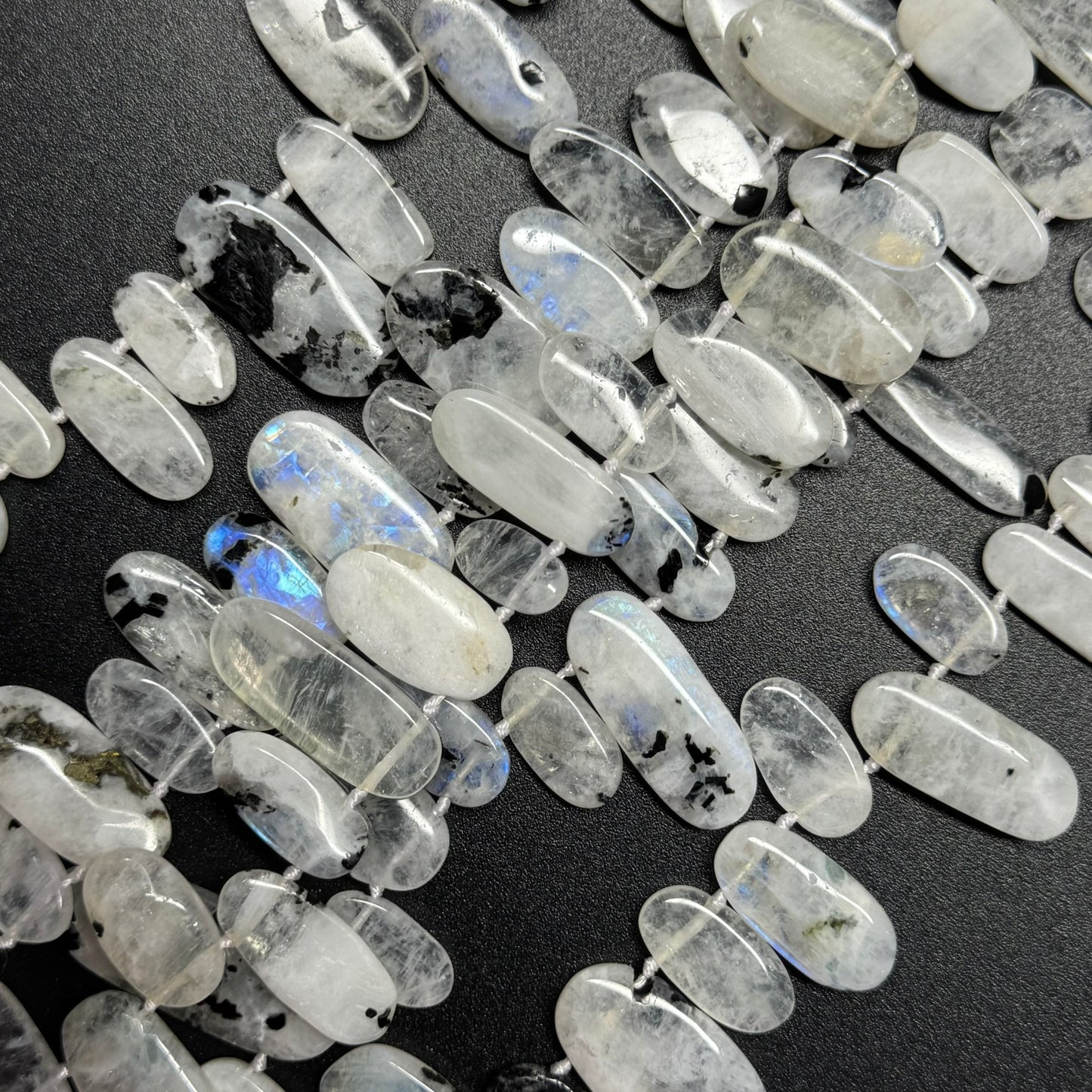 Rainbow Moonstone Oval Side Drilled Beads - (AB Quality)