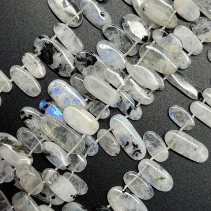 Rainbow Moonstone Oval Shaped Side Drilled Gemstone Beads - (AB Quality)