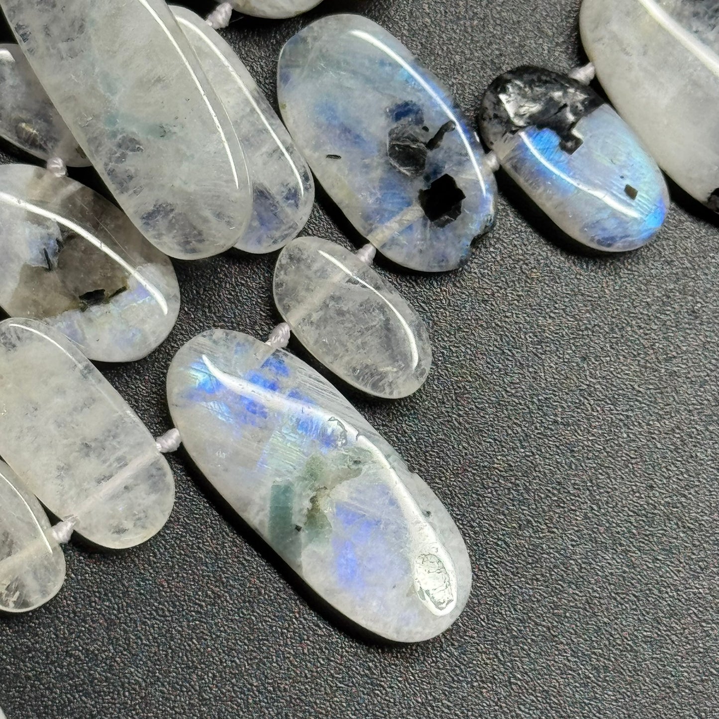 Rainbow Moonstone Oval Side Drilled Beads - (AB Quality)