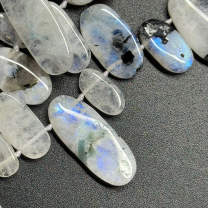 Rainbow Moonstone Oval Shaped Side Drilled Gemstone Beads - (AB Quality)