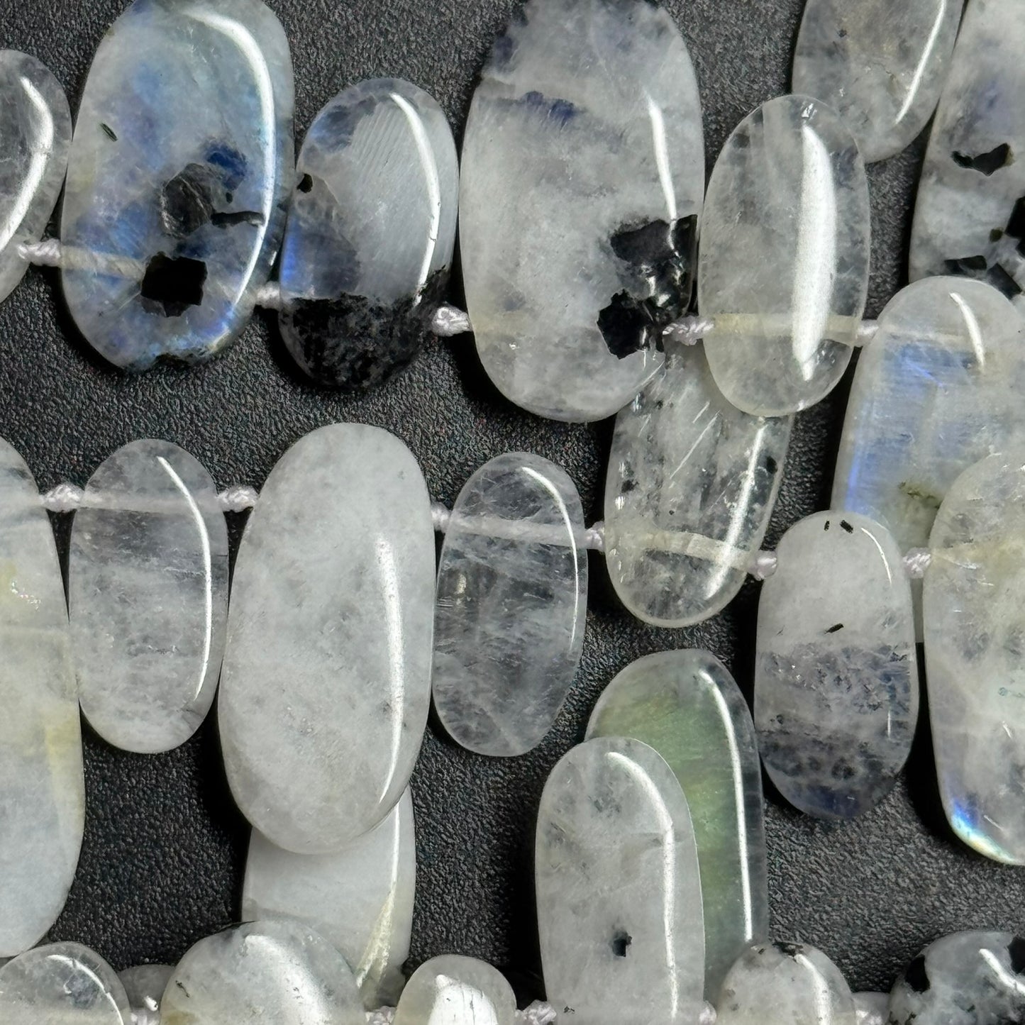 Rainbow Moonstone Oval Side Drilled Beads - (AB Quality)