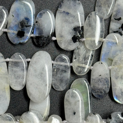 Rainbow Moonstone Oval Shaped Side Drilled Gemstone Beads - (AB Quality)