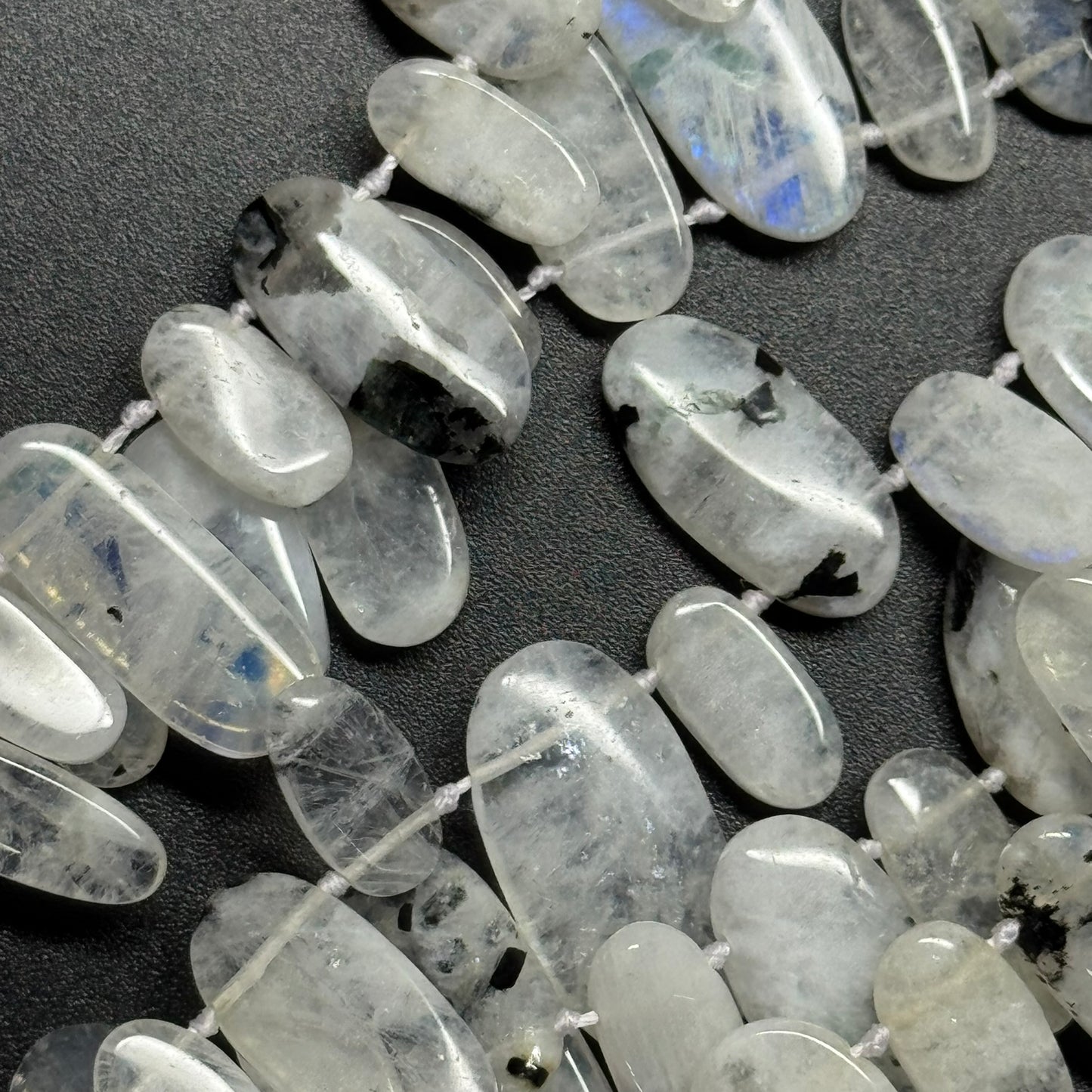 Rainbow Moonstone Oval Side Drilled Beads - (AB Quality)