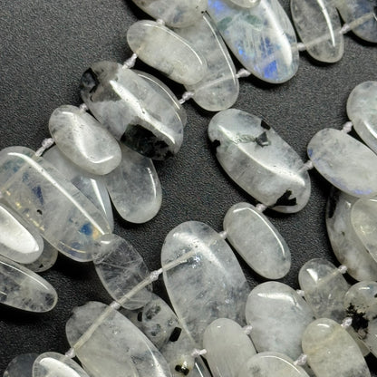 Rainbow Moonstone Oval Shaped Side Drilled Gemstone Beads - (AB Quality)