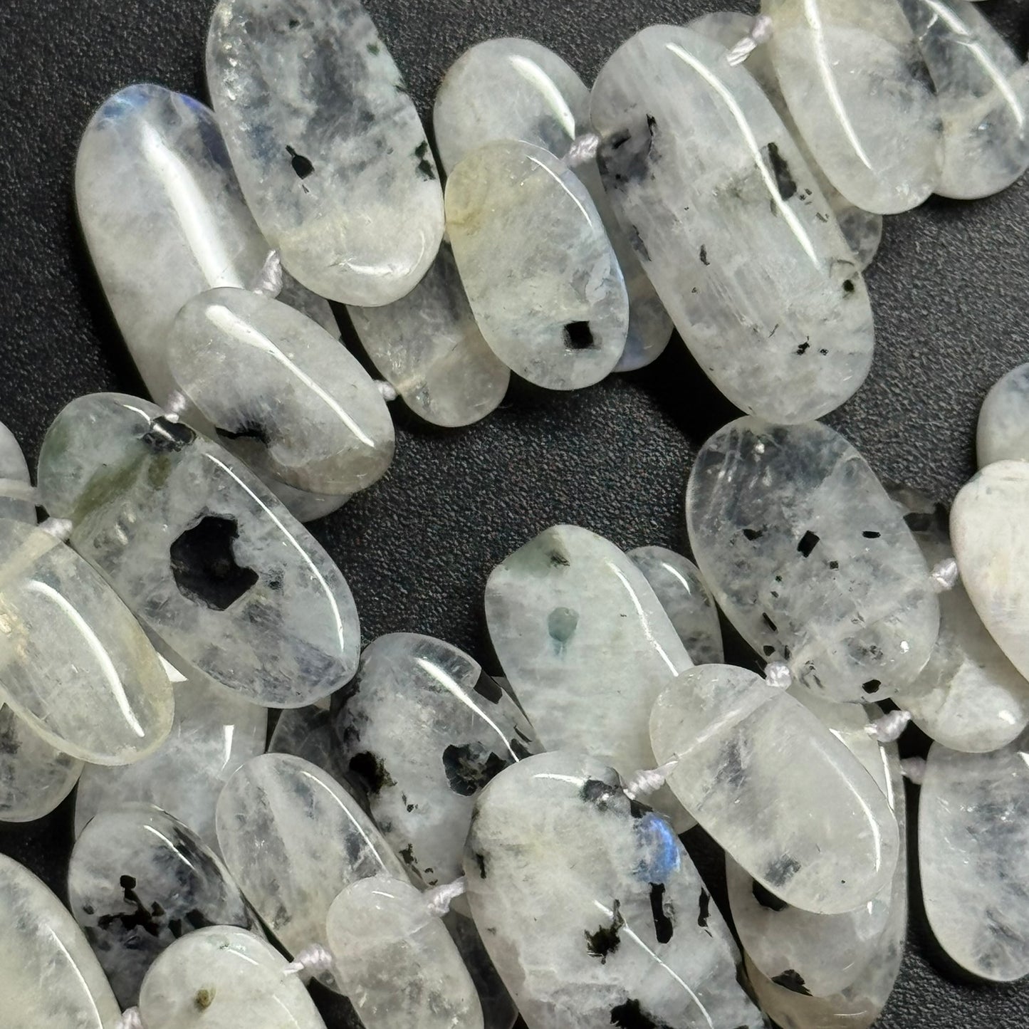 Rainbow Moonstone Oval Side Drilled Beads - (AB Quality)