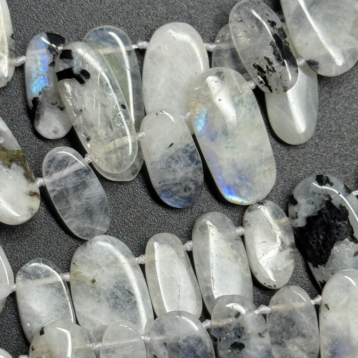 Rainbow Moonstone Oval Side Drilled Beads - (AB Quality)