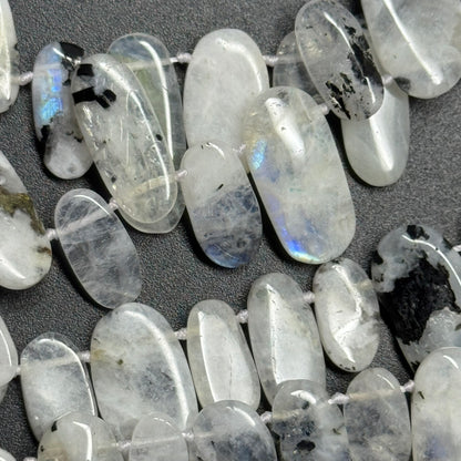 Rainbow Moonstone Oval Shaped Side Drilled Gemstone Beads - (AB Quality)