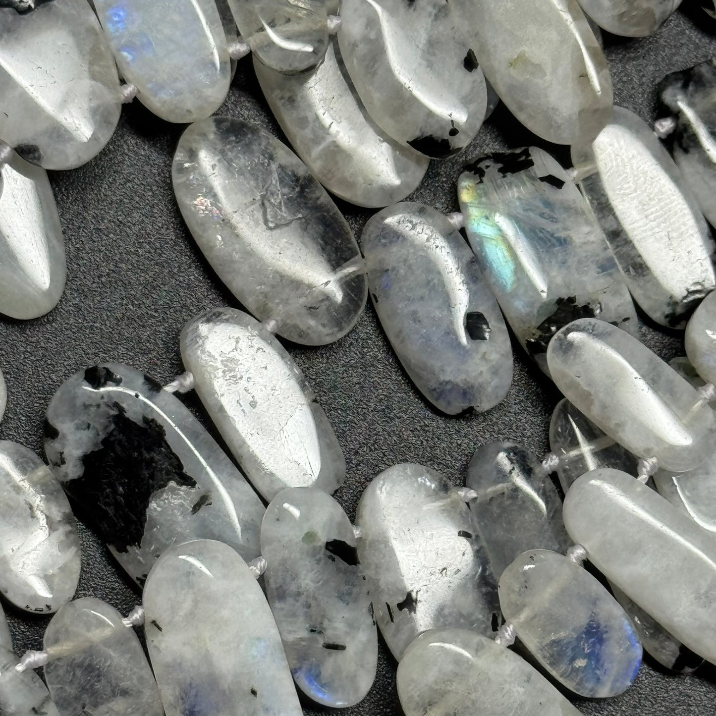 Rainbow Moonstone Oval Side Drilled Beads - (AB Quality)