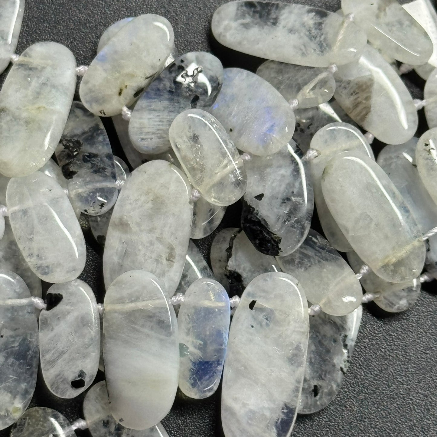 Rainbow Moonstone Oval Side Drilled Beads - (AB Quality)
