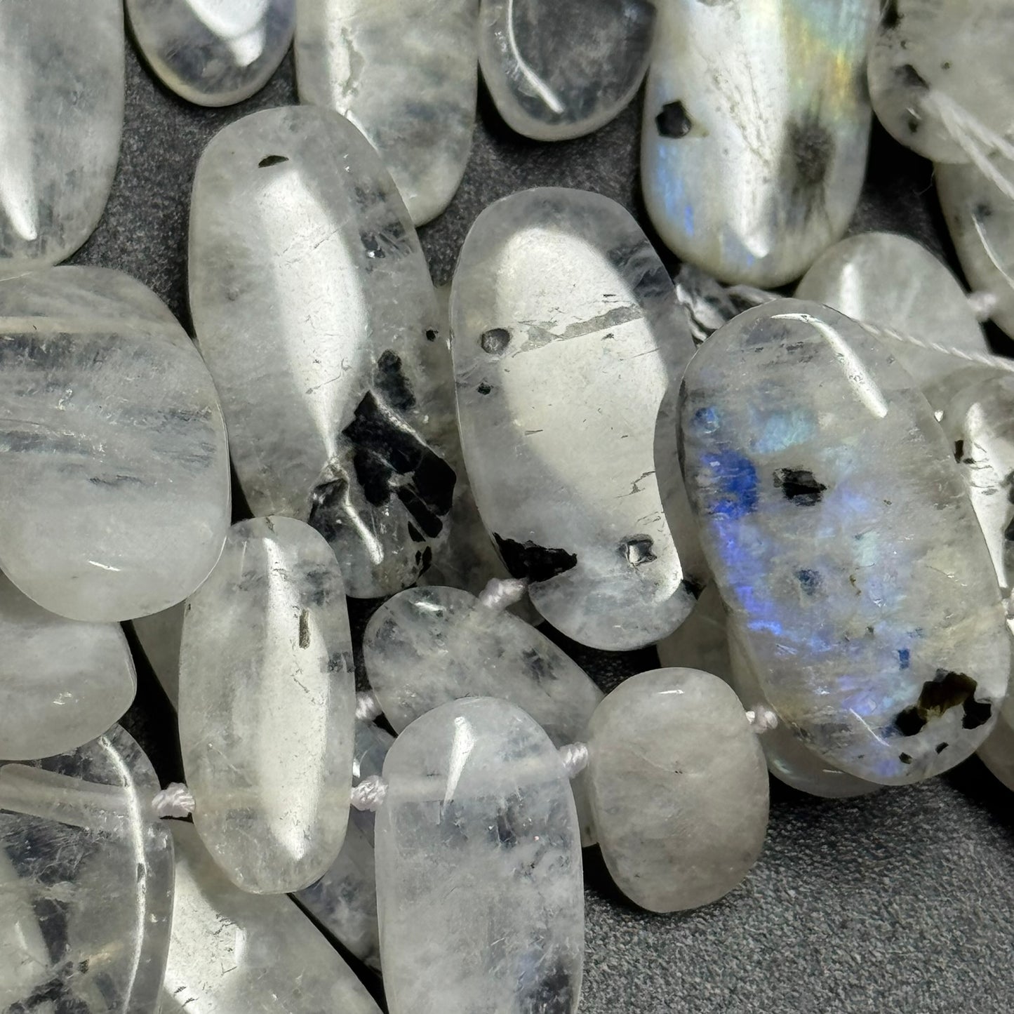 Rainbow Moonstone Oval Side Drilled Beads - (AB Quality)
