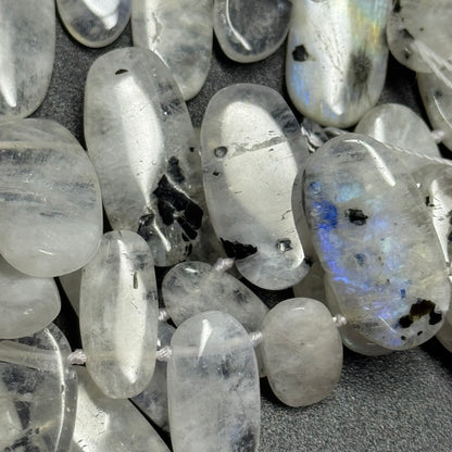 Rainbow Moonstone Oval Shaped Side Drilled Gemstone Beads - (AB Quality)